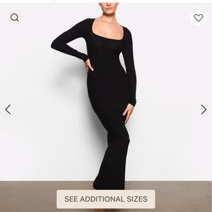 Skims Soft Lounge Longsleeve Black Dress